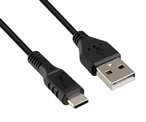USB type C to A charging cable, USB type C to A plug, 5V, 3A, OD: 3.5mm, black, DINIC polybag, 2m